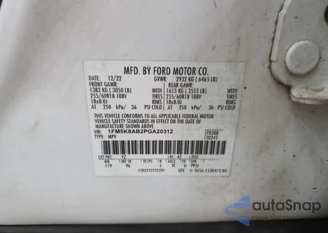 2023 Ford Explorer Police Interceptor from USA, damaged, VIN 1FM5K8AB2PGA20312